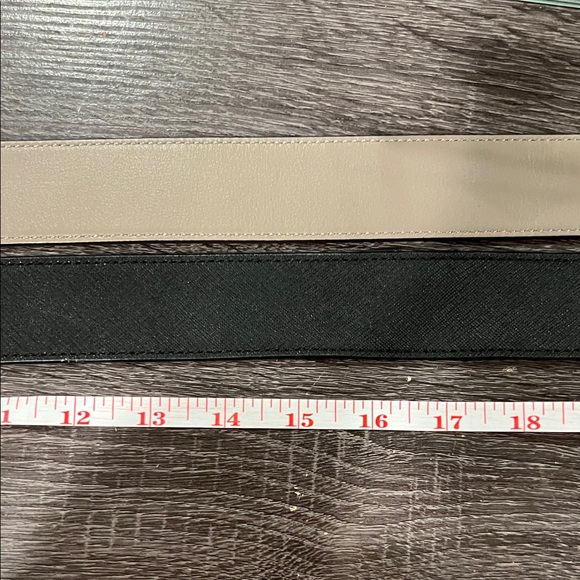 2 Tory Burch Black and Brown Belts with Metallic Logo Buckles both reversible - Picture 6 of 11